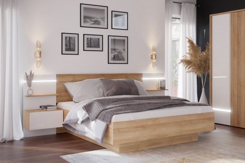 Lenybelardo von Forte - Schlafzimmer-Einrichtung mit Bettkasten & Beleuchtung