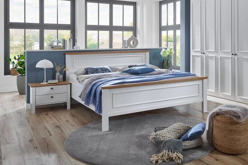 Charleston von Disselkamp - Landhaus-Doppelbett Lack weiß