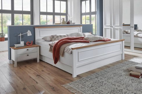 Charleston von Disselkamp - Landhaus-Doppelbett Lack weiß