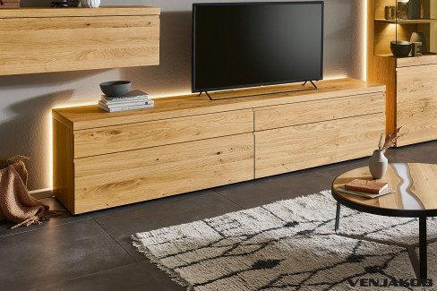 V-Plus 3000 von Venjakob - TV-Lowboard Wildeiche hell mit Glasausschnitt