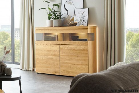 V-Plus 3000 von Venjakob - TV-Lowboard Wildeiche hell mit Glasausschnitt