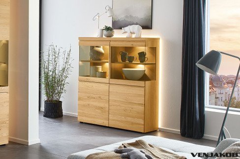 V-Plus 3000 von Venjakob - TV-Lowboard Wildeiche hell mit Glasausschnitt
