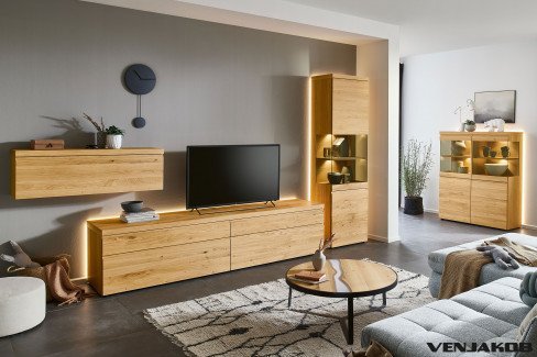 V-Plus 3000 von Venjakob - TV-Lowboard Wildeiche hell mit Glasausschnitt