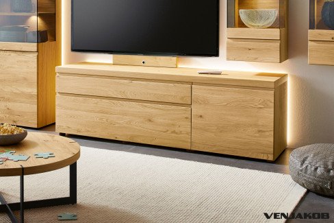 V-Plus 3000 von Venjakob - TV-Lowboard Wildeiche hell mit Glasausschnitt