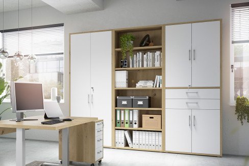 Big Profi Office von Mäusbacher - Büromöbelset in Asteiche & Kreidegrau