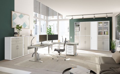 Big Profi Office von Mäusbacher - Büromöbelset in Asteiche & Kreidegrau