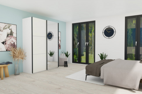 Level 36 Black D von Wimex - Schwebetürenschrank weiß mit Spiegel