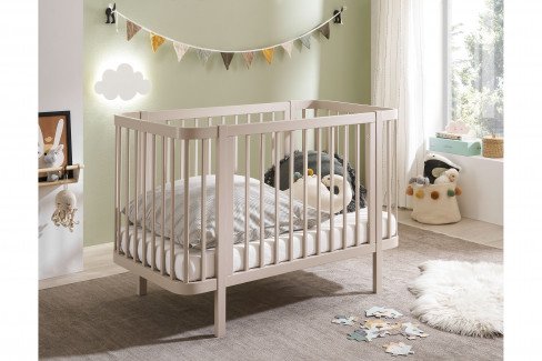 Peppini von BEGABINO - Babybett im Retro-Look Nadelholz kaschmir + Umbauseite