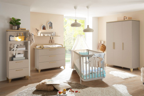 Peppini von BEGABINO - Babybett im Retro-Look Nadelholz kaschmir + Umbauseite