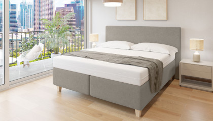 Aktionsbett von Abrilux - Boxspringbett hellgrau