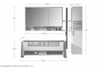 V/lacera von Voglauer - Badezimmer-Set in Taupe mit Vintage-Relief massiv