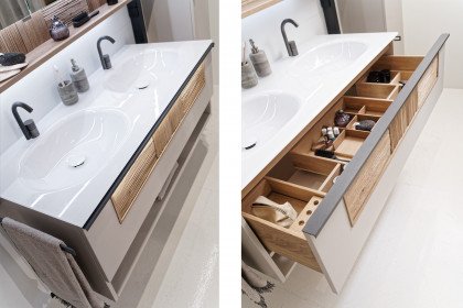 V/lacera von Voglauer - Badezimmer-Set in Taupe mit Vintage-Relief massiv