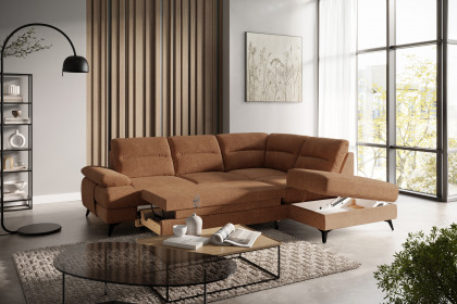 Flavia von COTTA - Polstersofa rechts cognac