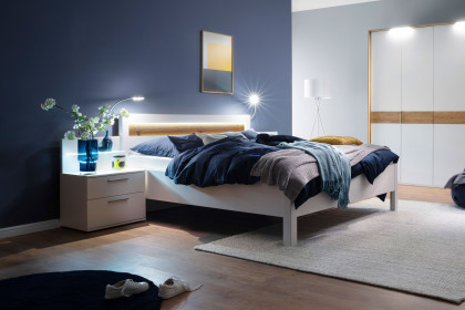 Multiline von SCHÖNER WOHNEN - Doppelbett 140x200 cm Lack weiß/ Balkeneiche-Furnier
