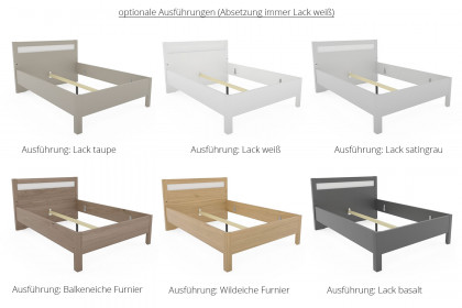 Multiline von SCHÖNER WOHNEN - Doppelbett 140x200 cm Lack weiß/ Balkeneiche-Furnier