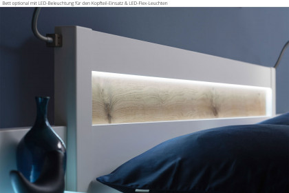 Multiline von SCHÖNER WOHNEN - Doppelbett 140x200 cm Lack weiß/ Balkeneiche-Furnier