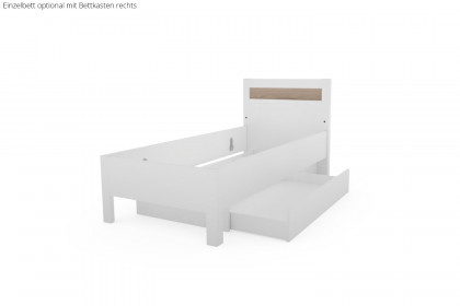 Multiline von SCHÖNER WOHNEN - Doppelbett 140x200 cm Lack weiß/ Balkeneiche-Furnier