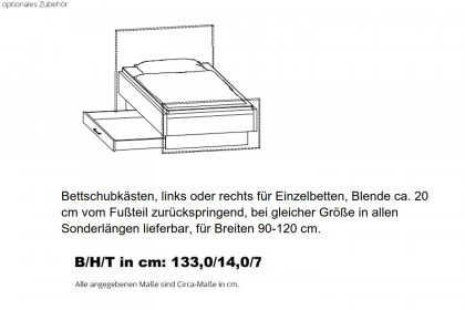 Multiline von SCHÖNER WOHNEN - Doppelbett 140x200 cm Lack weiß/ Balkeneiche-Furnier
