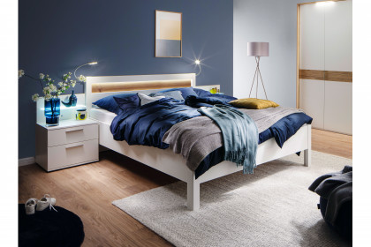 Multiline von SCHÖNER WOHNEN - Doppelbett 140x200 cm Lack weiß/ Balkeneiche-Furnier