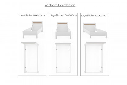 Multiline von SCHÖNER WOHNEN - Doppelbett 140x200 cm Lack weiß/ Balkeneiche-Furnier