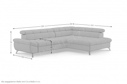 Apollo-LE25 von COTTA - Polstersofa rechts silver