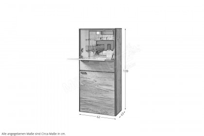 Andra-living von SCHÖNER WOHNEN - Highboard Eiche/ anthrazit mit Beleuchtung