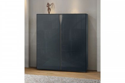 Vinci von LEONARDO Living - Highboard Glas dunkelgrau mit Titanabsetzung
