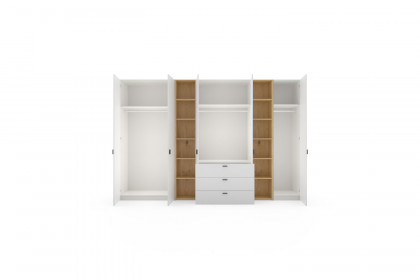 Longline von JUTZLER - Kombi-Kleiderschrank weiß - Eiche mit 2 Regalen
