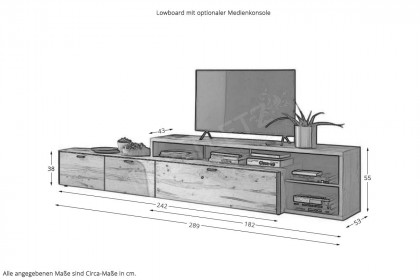 Andra-living von SCHÖNER WOHNEN - Lowboard Eiche rustico/ anthrazit