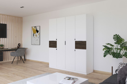 Ticao von Rauch Blue - Kleiderschrank weiß - Atlantic Oak dunkel