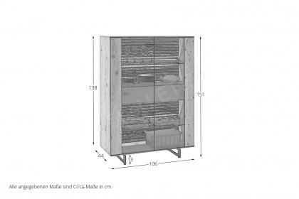 Yonna von SCHÖNER WOHNEN - Highboard Kerneiche natur/ Lamellen 