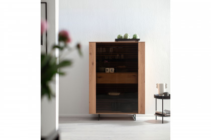 Yonna von SCHÖNER WOHNEN - Highboard Kerneiche natur/ Lamellen 
