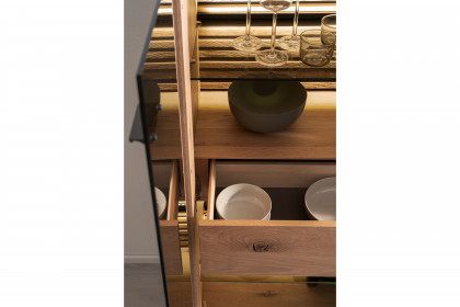 Yonna von SCHÖNER WOHNEN - Highboard Kerneiche natur/ Lamellen 