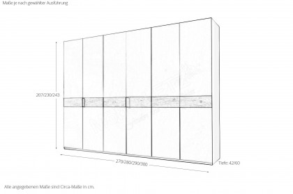 Multiline von SCHÖNER WOHNEN - Kleiderschrank weiß mit Bauchbinde in Balkeneiche Furnier