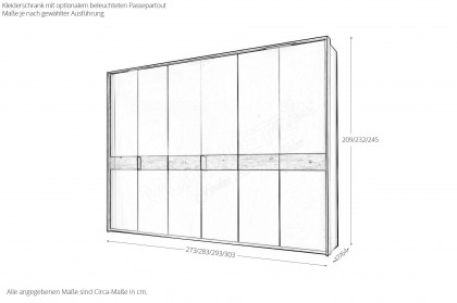 Multiline von SCHÖNER WOHNEN - Kleiderschrank weiß mit Bauchbinde in Balkeneiche Furnier