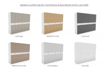 Multiline von SCHÖNER WOHNEN - Kleiderschrank weiß mit Bauchbinde in Balkeneiche Furnier