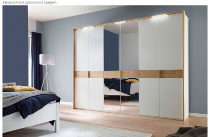 Multiline von SCHÖNER WOHNEN - Kleiderschrank weiß mit Bauchbinde in Balkeneiche Furnier
