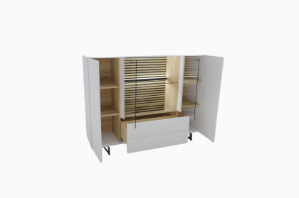 Yonna von SCHÖNER WOHNEN - Highboard Lack weiß/ Kerneiche natur 