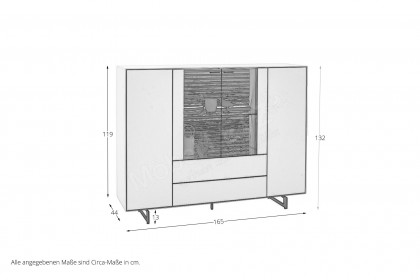 Yonna von SCHÖNER WOHNEN - Highboard Lack weiß/ Kerneiche natur 