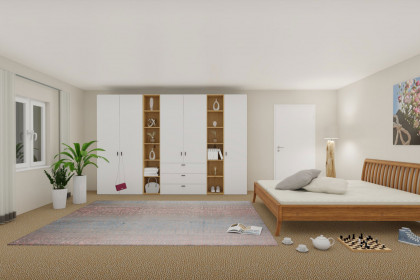 Longline von JUTZLER - Kombi-Kleiderschrank weiß - Eiche mit 2 Regalen