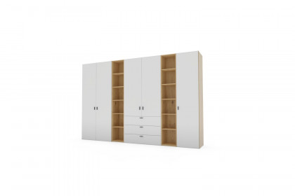 Longline von JUTZLER - Kombi-Kleiderschrank weiß - Eiche mit 2 Regalen