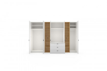 Longline von JUTZLER - Kombi-Kleiderschrank weiß - Eiche mit 2 Regalen