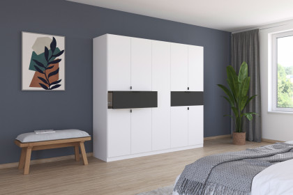 Ticao von Rauch Blue - Schrank 9 Türen & 2 Schubladen weiß - grau