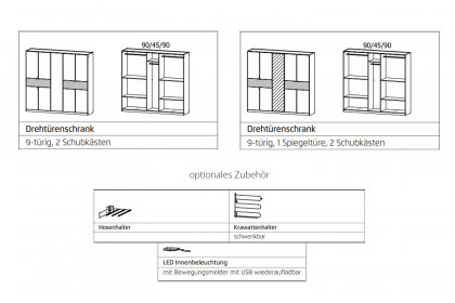Ticao von Rauch Blue - Schrank 9 Türen & 2 Schubladen weiß - grau