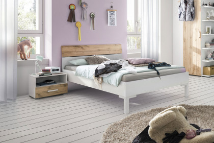 cadre von Röhr-Bush - Jugendbett 90x200 cm weiß - Votan Eiche