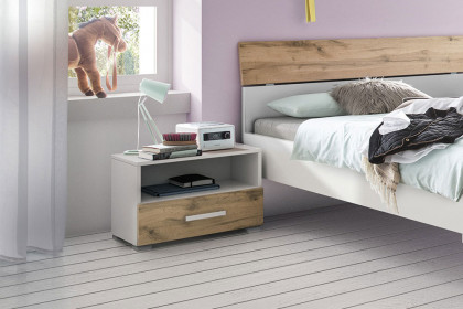 cadre von Röhr-Bush - Jugendbett 90x200 cm weiß - Votan Eiche