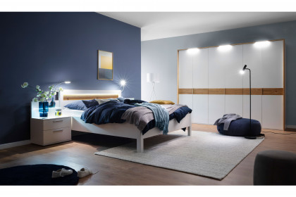 Multiline von SCHÖNER WOHNEN - Schlafzimmer-Set weiß mit Furnier-Absetzungen