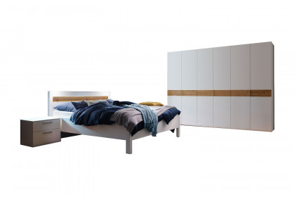 Multiline von SCHÖNER WOHNEN - Schlafzimmer-Set weiß mit Furnier-Absetzungen