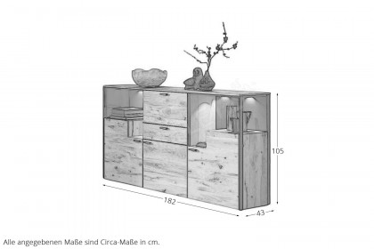 Andra-living von SCHÖNER WOHNEN - Sideboard S746 Eiche rustico/ anthrazit