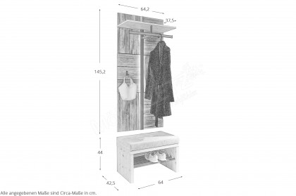 V/lacera coming von Voglauer - Garderobe in Olivegrau mit Vintage-Relief